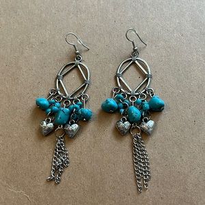 2for 1price beautiful torquise silver plated  earrings. Never worn.